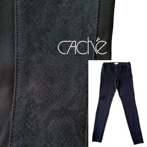 CACHE Stretchy Snakeprint Panel Black Jeggings Size 0